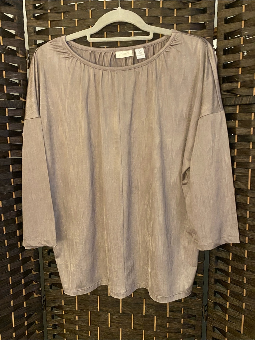 Chico’s Dusty Mauve Relaxed Scoop-Neck Top Size 2